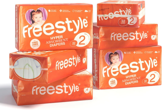 Freestyle Diapers – (Size 2) Hyper Absorbent & Non-Toxic – Disposable Diapers for Sensitive Skin