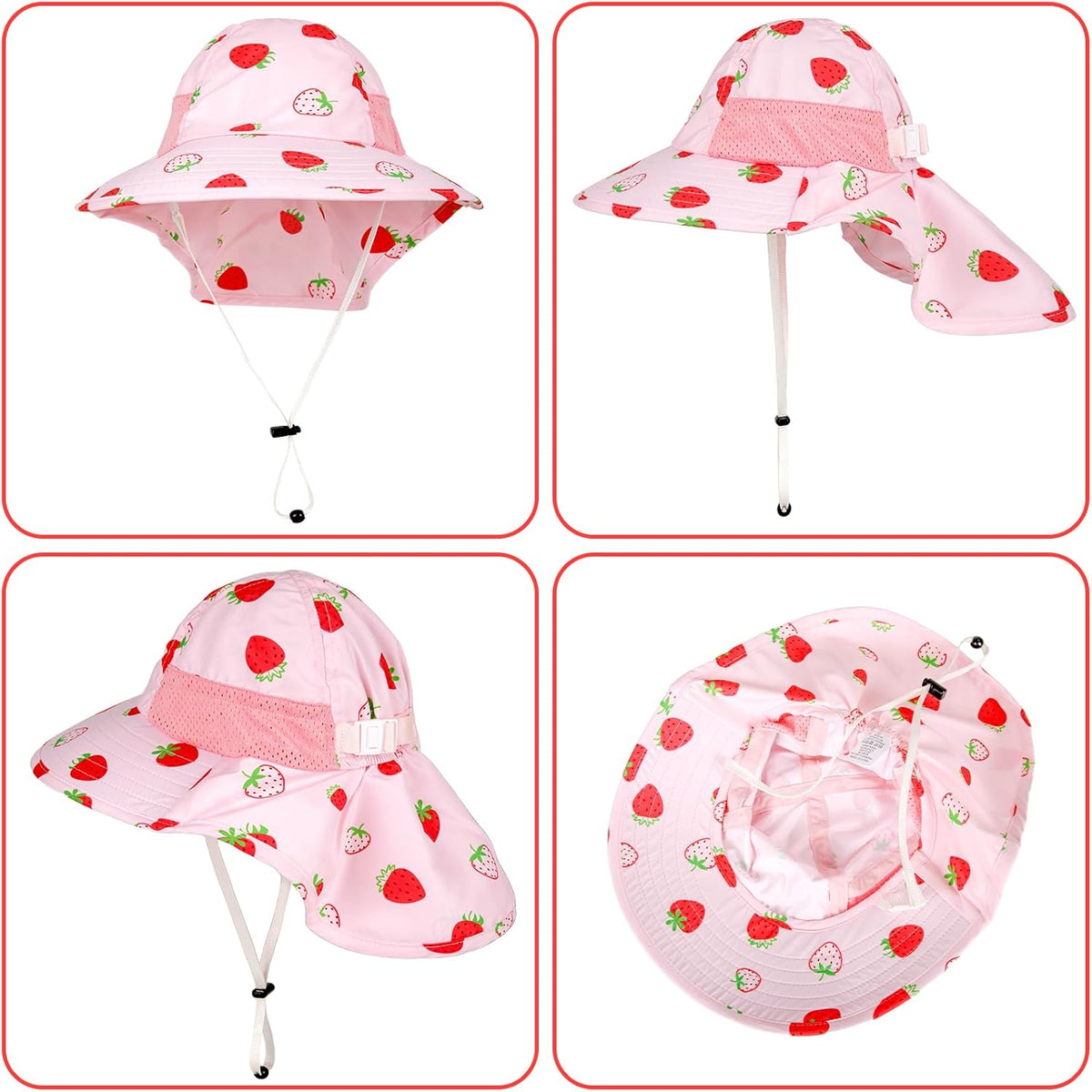 Toddler Baby Sun Hat Kids Summer UPF 50+ for Boys Girls Adjustable Beach Hats with Bucket Wide Brim