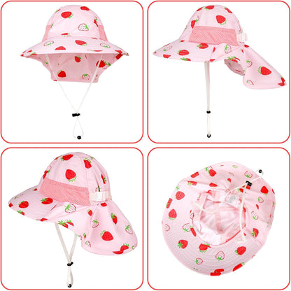 Toddler Baby Sun Hat Kids Summer UPF 50+ for Boys Girls Adjustable Beach Hats with Bucket Wide Brim