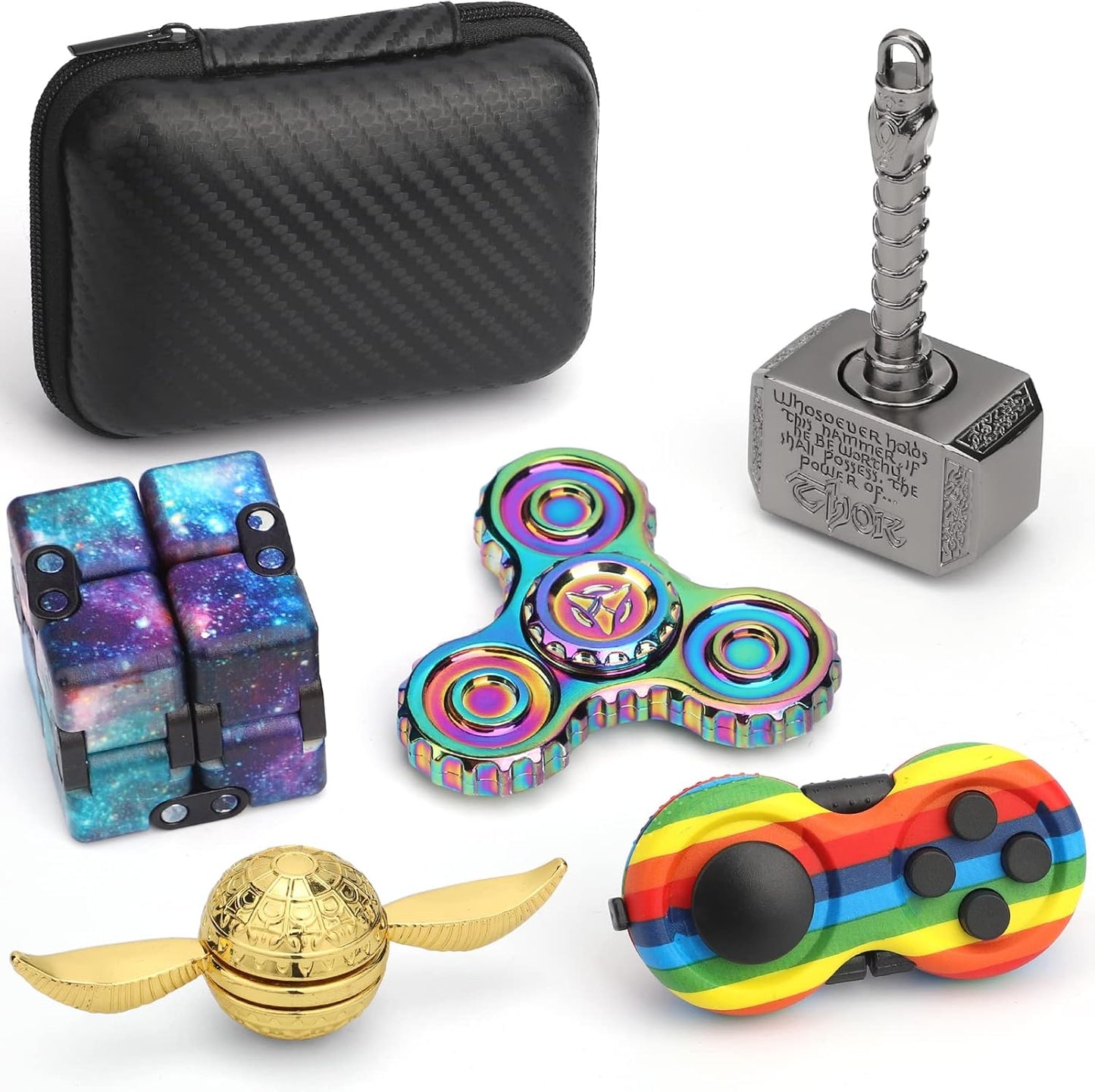 Cool Fidget Toys Set for Kids Adults, Wizard Fidget Spinner, Hammer Finger Hand Spinner, Infinity