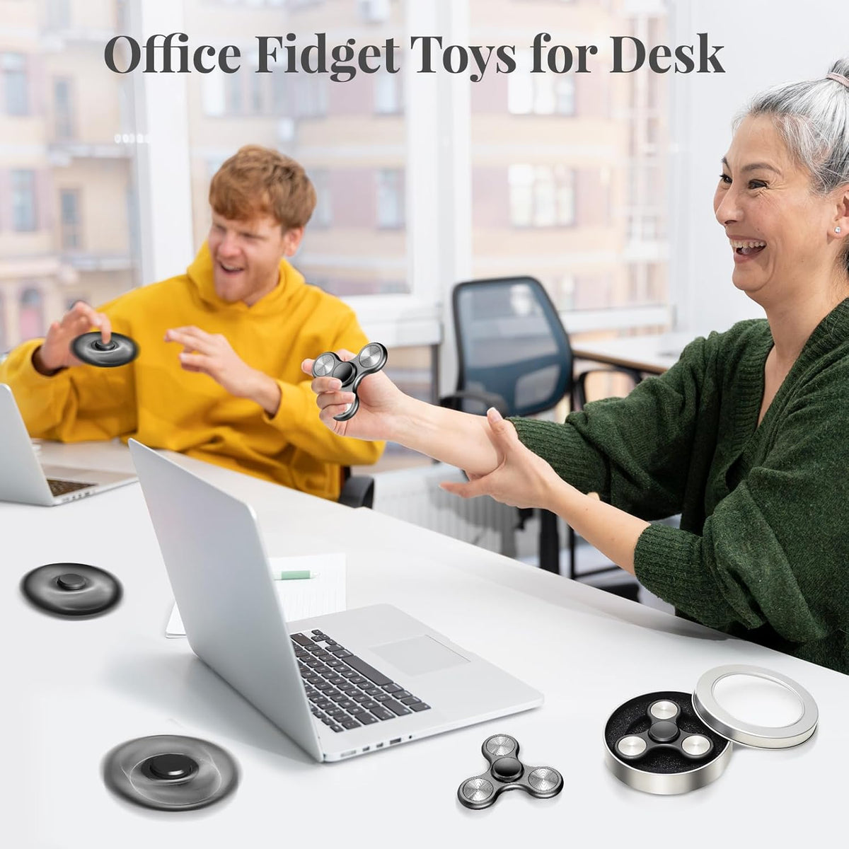 Metal Fidget Spinner for Adults, Silent Sensory Fidget Toys Adults Hand Spinners for ADHD Anxiety