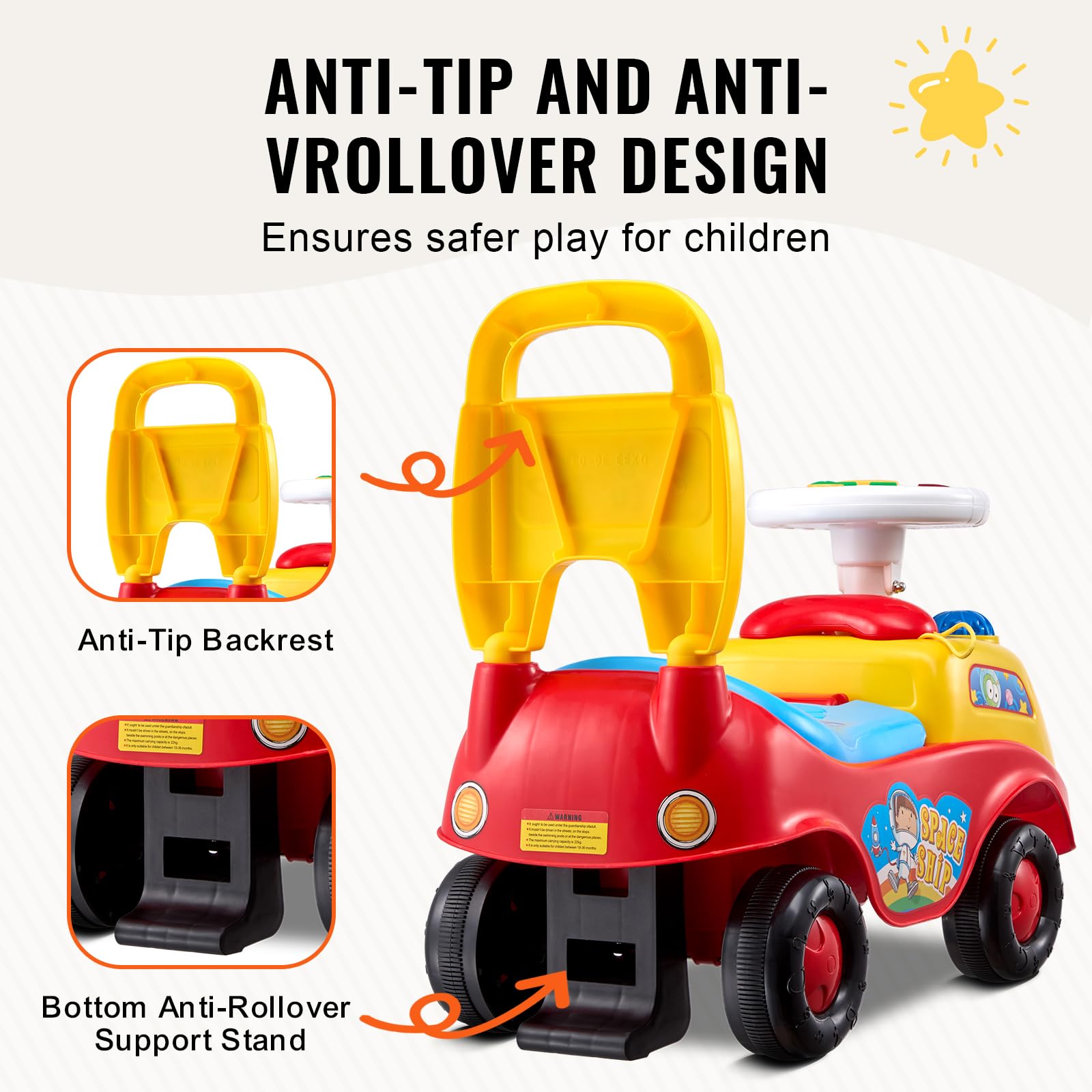 VEVOR Ride On Push Car for Toddlers, Ages 19+ Months, Ride Racer, Sit to Stand Toddler Ride On Toy