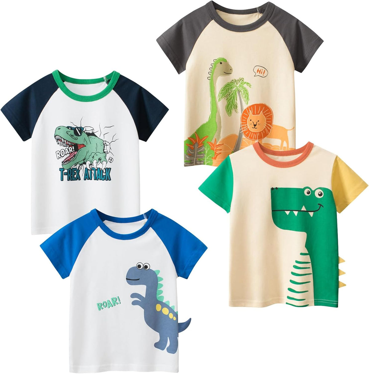 Boys' 4-Pack Excavator Short Sleeve Crewneck T-Shirts Top Tee Size 2-7 Years Toddler Boys' Value