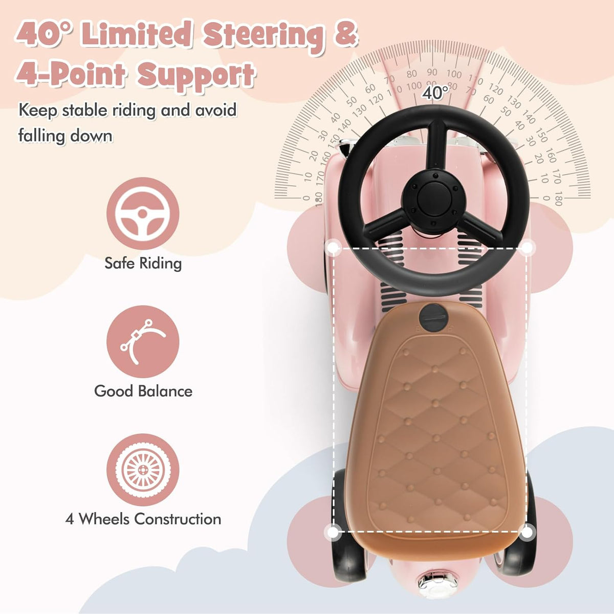 HONEY JOY Ride On Push Car, Outdoor Toddler Riding Toys w/Steering Wheel, Horn & Storage
