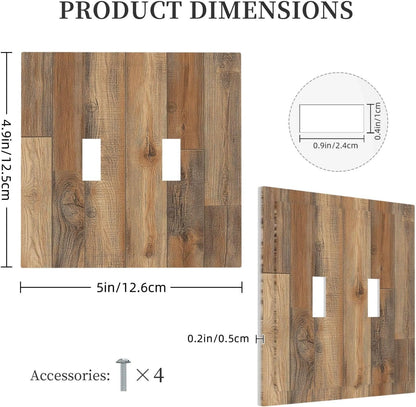 Decorative Switch Plates Retro Rustic Brown Wood Grain 2 Gang Double Toggle Outlet Light Switch