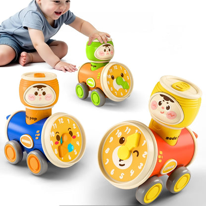 iPlay, iLearn Press to Go Car Toys Set for Toddlers 1-3, Baby Push Go Friction Racing Cars, Infant