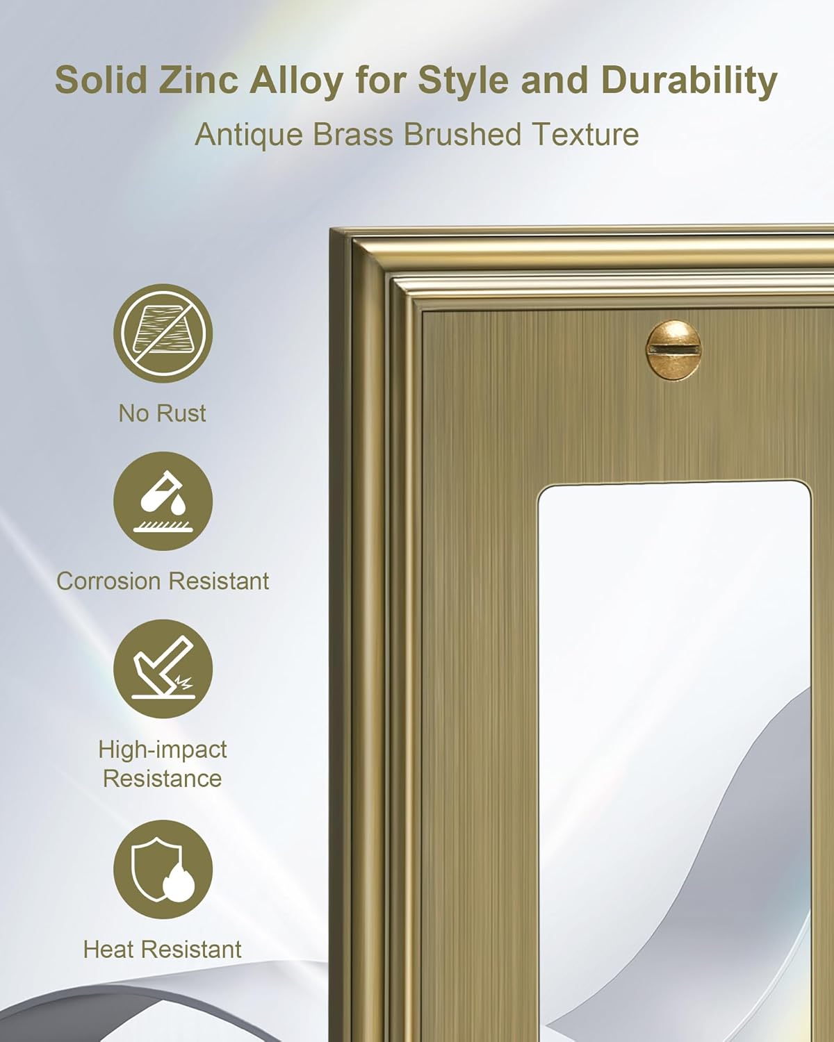 6-Pack Decorator Outlet Cover Plate, Antique Brass Decorative Switch Plates and Outlet Covers