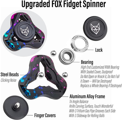 FREELOVE Metal Fidget Spinner for Adults, Upgraded Fox, Stainless Steel Fidget Toys, High Spin Long