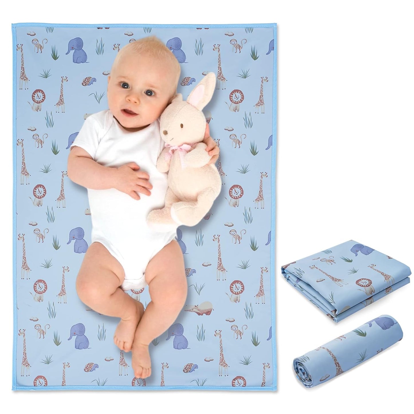 Vegan Leather Baby Changing Mat - Wipeable Portable Changing Pad, Foldable Travel Changing Mat for
