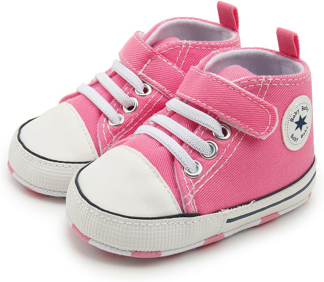 Unisex Baby Girls Boys Canvas High-top Shoes, Newborn Infant Anti-Slip Soft Sole Frist Walking