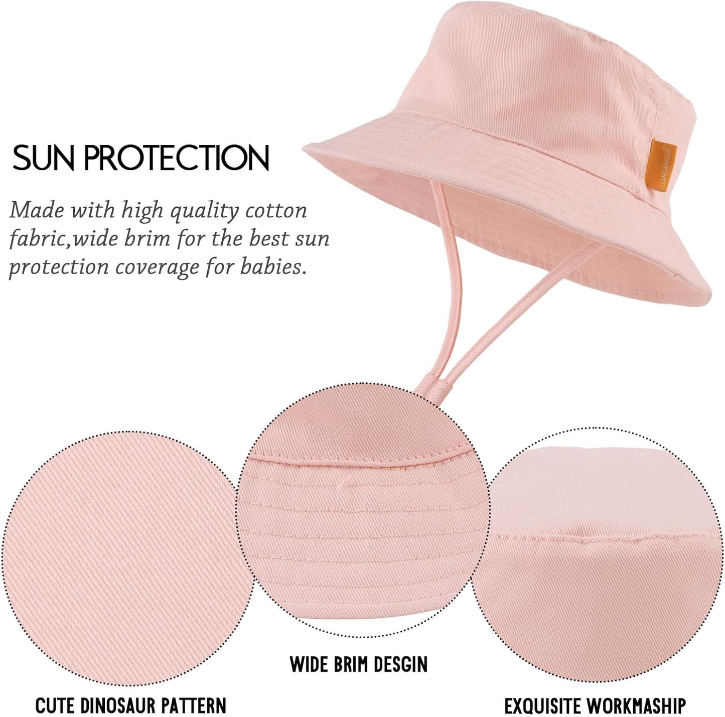 JANGANNSA Cotton Baby Sun Hat Infant Toddler Boys Girls Bucket Hats Summer Sun Protection Kids