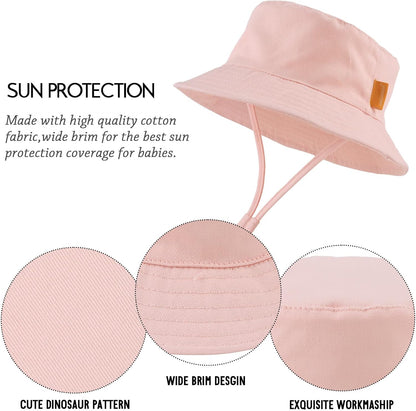 JANGANNSA Cotton Baby Sun Hat Infant Toddler Boys Girls Bucket Hats Summer Sun Protection Kids