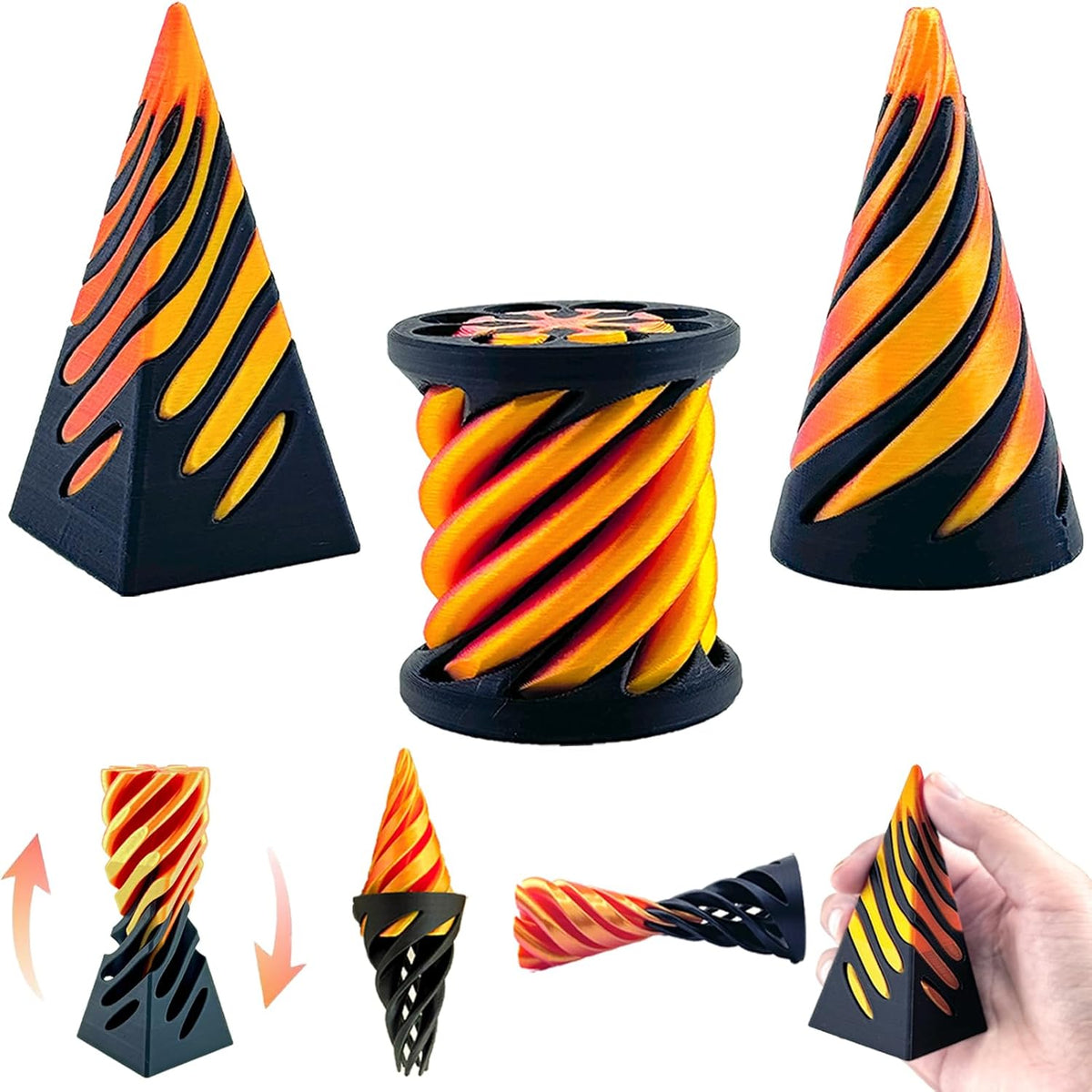 3 Packs Impossible Cone,Spiral Cone Fidget Toy Impossible Pyramid Passthrough Toy,3D Printed Spiral