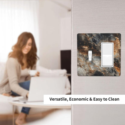 Brown Marble Granite Golden Lines Print Outlet Covers 1 Toggle 1 Rocker Combination Decorative Wall