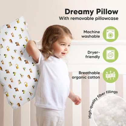 KeaBabies Toddler Pillow with Pillowcase, Jumbo 14X20 - Soft Organic Cotton Toddler Pillows for