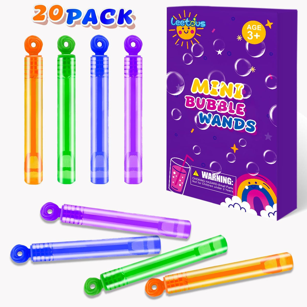 Bubbles Party Favors Supplies for Kids, 20 Pack Mini Pocket Bubble Wand Toys for Toddlers, Small