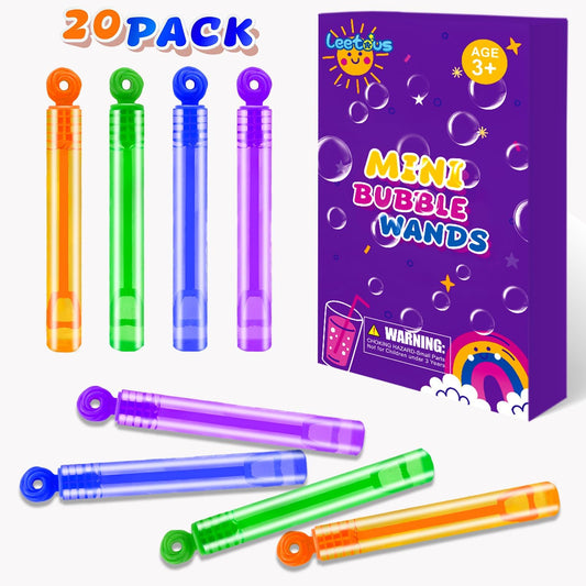 Bubbles Party Favors Supplies for Kids, 20 Pack Mini Pocket Bubble Wand Toys for Toddlers, Small