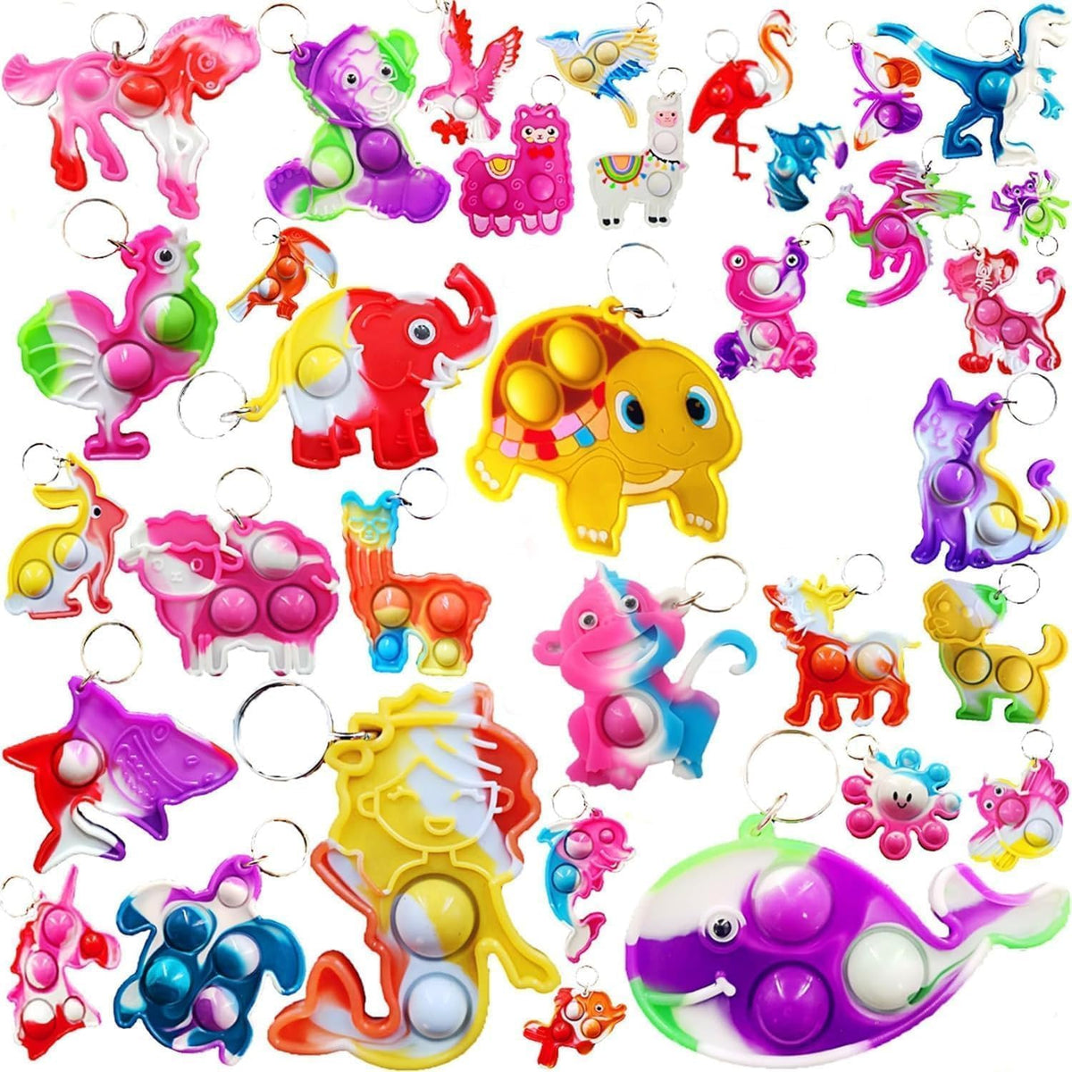 40 Packs Variety Animal Christmas Classroom Students Bulk Rainbow Bubbel Fidgets Gifts from Teach