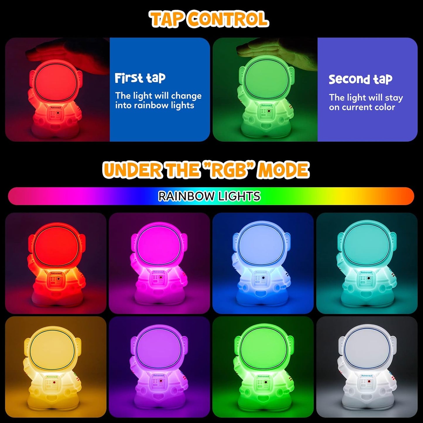 Astronaut Night Light for Kids Room Night Lamp Children Toddler Room Decor Silicone Baby Nursery