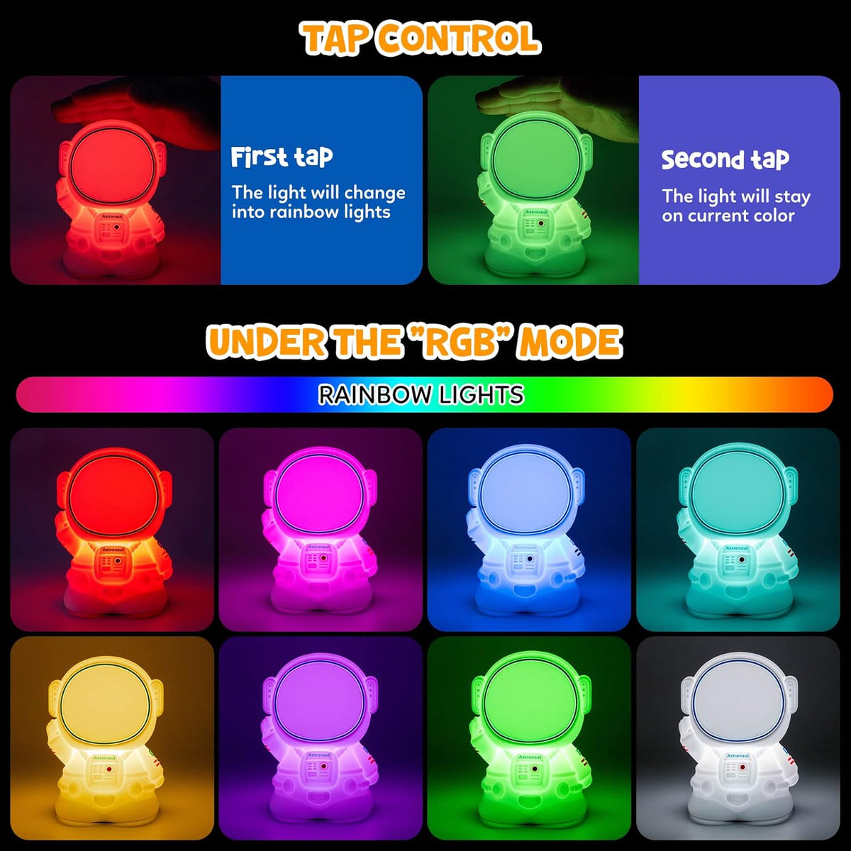 Astronaut Night Light for Kids Room Night Lamp Children Toddler Room Decor Silicone Baby Nursery