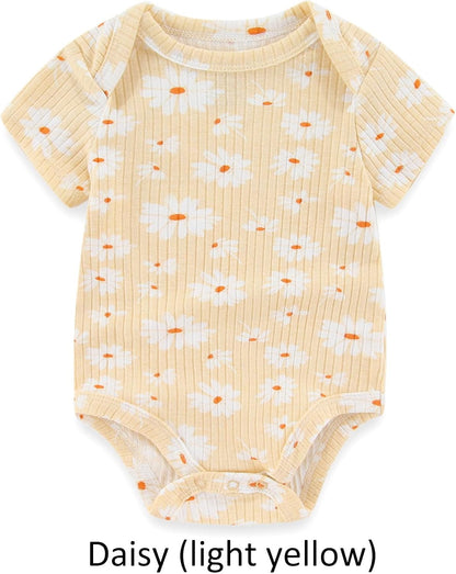 Baby Bodysuit and Pant Set 6-pcs Ribbed Soft Infant Boy Girl Clothes Outfits