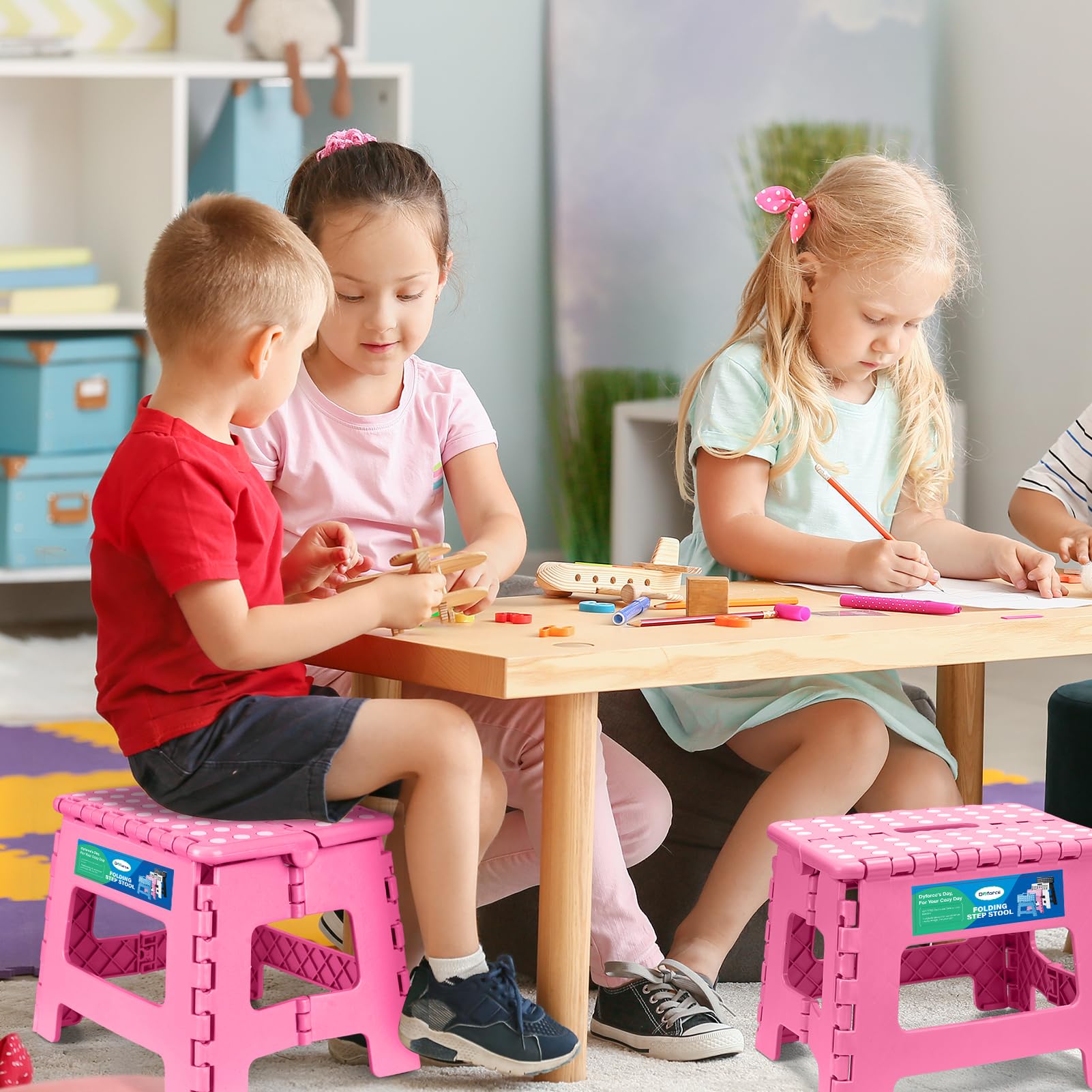 Dyforce Kids Step Stool 9 Inch, 300lbs Folding Step Stool for Toddler