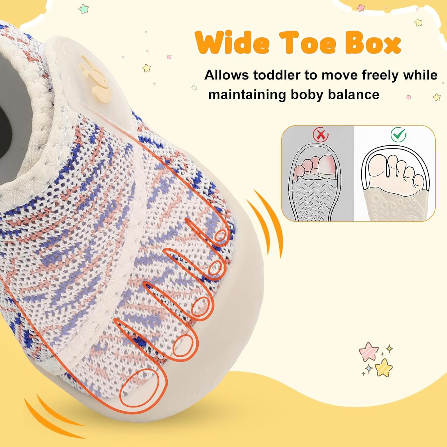 FEETCITY Baby First Walking Shoes Wide Baby Shoes Infant Sneakers Newborn Crib Shoe Barefoot