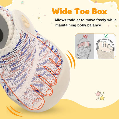 FEETCITY Baby First Walking Shoes Wide Baby Shoes Infant Sneakers Newborn Crib Shoe Barefoot