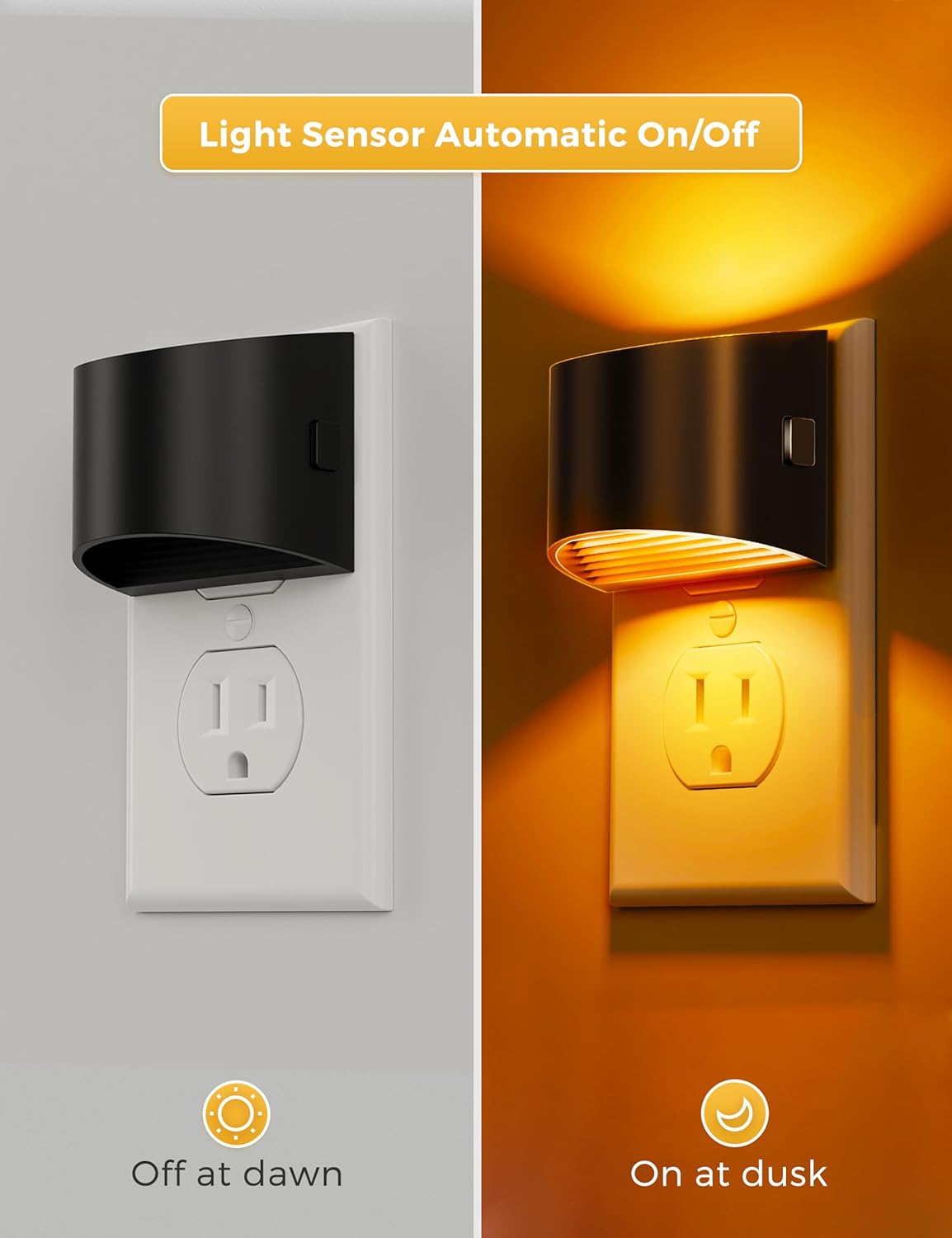 L LOHAS LED Night Light 2 Pack, Night Lights Plug into Wall, Dusk to Dawn Sensor Nightlight, 3