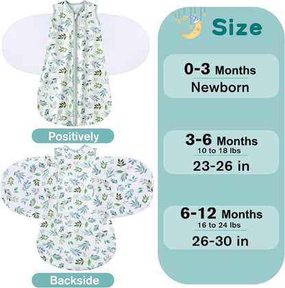 Newborn Sleep Sack Baby Swaddle,Swaddle me 6-12 Month,3-Way Adjustable Wearable Blanket,100% Rayon