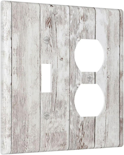 Wallplates Rustic Vintage White Wood Grain 1 Toggle 1 Duplex Switch Plate Electrical GFCI Faceplate