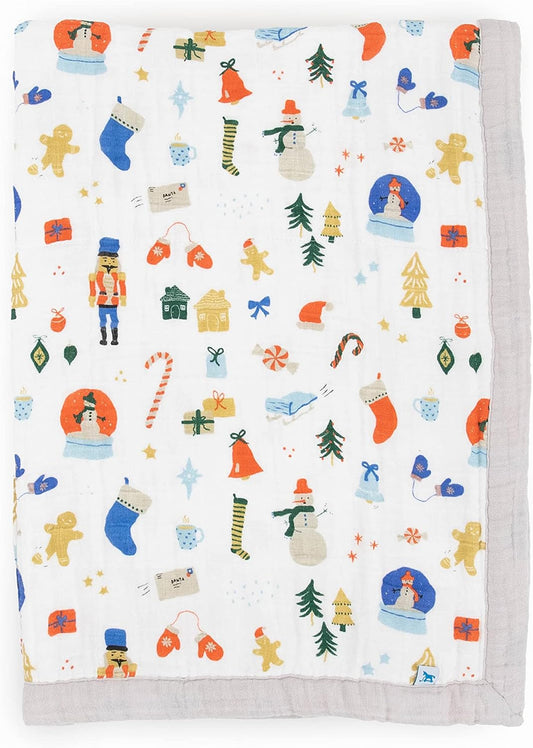 Little Unicorn Newborn Receiving Quilt | Ultra- Soft, Multi-Layered Muslin Fabric | Gift for