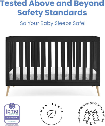 Delta Children Essex 4-in-1 Convertible Baby Crib, Ebony with Natural Legs