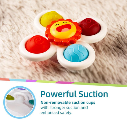 LiKee Strong Suction Cup Fidget Spinnerz Sensory Bath Toys for Baby 12 18 Months Airplane Car