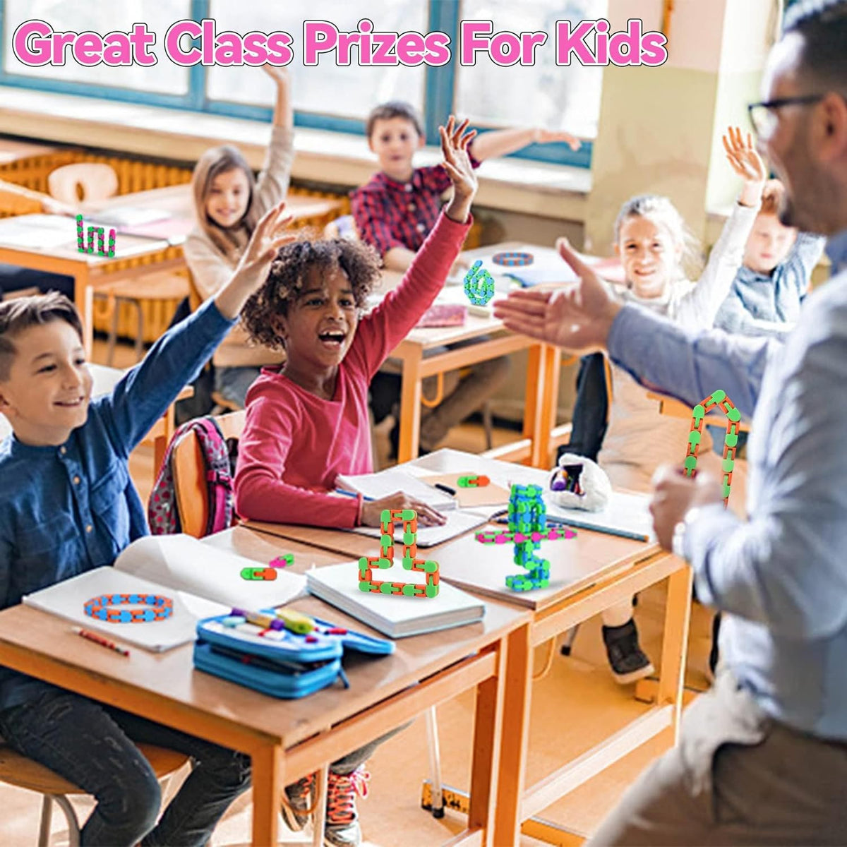 8Pcs Fidgets Wacky Tracks Fidget Toys for Kids Classroom Students School Prizes Gifts Sensory