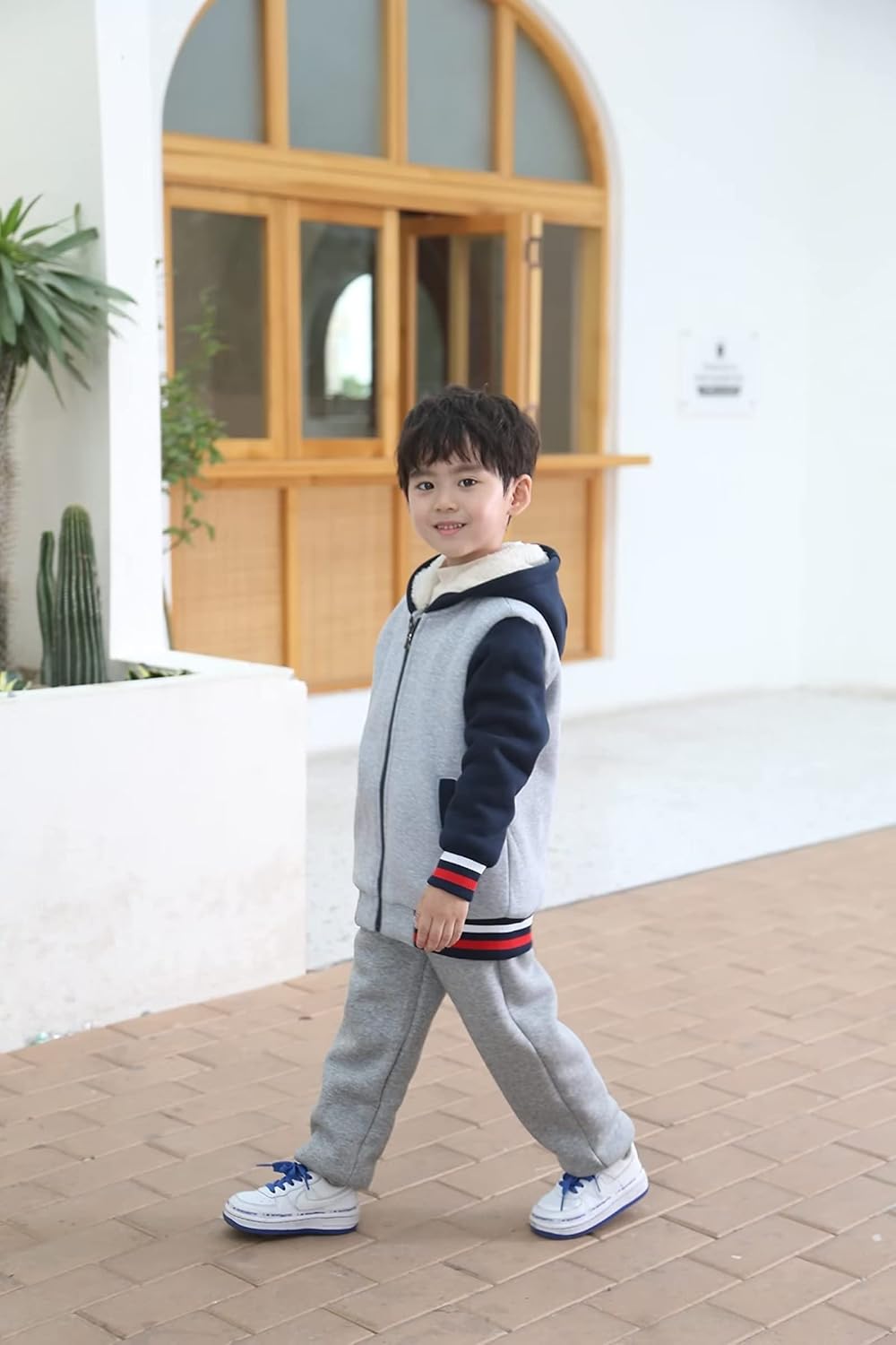 Bumeex Kids Boy's Girl's Sherpa Fleece Lined Jacket Spring Fall Winter Zip up Sweatshirt Hoodie