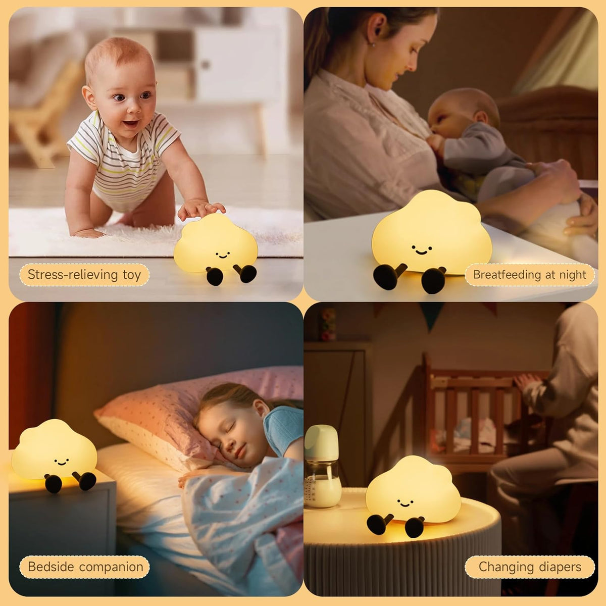 Cloud Night Light for Kids, Adorable Touch Night Lamp Silicone Dimmable LED Nightlight for Nursery