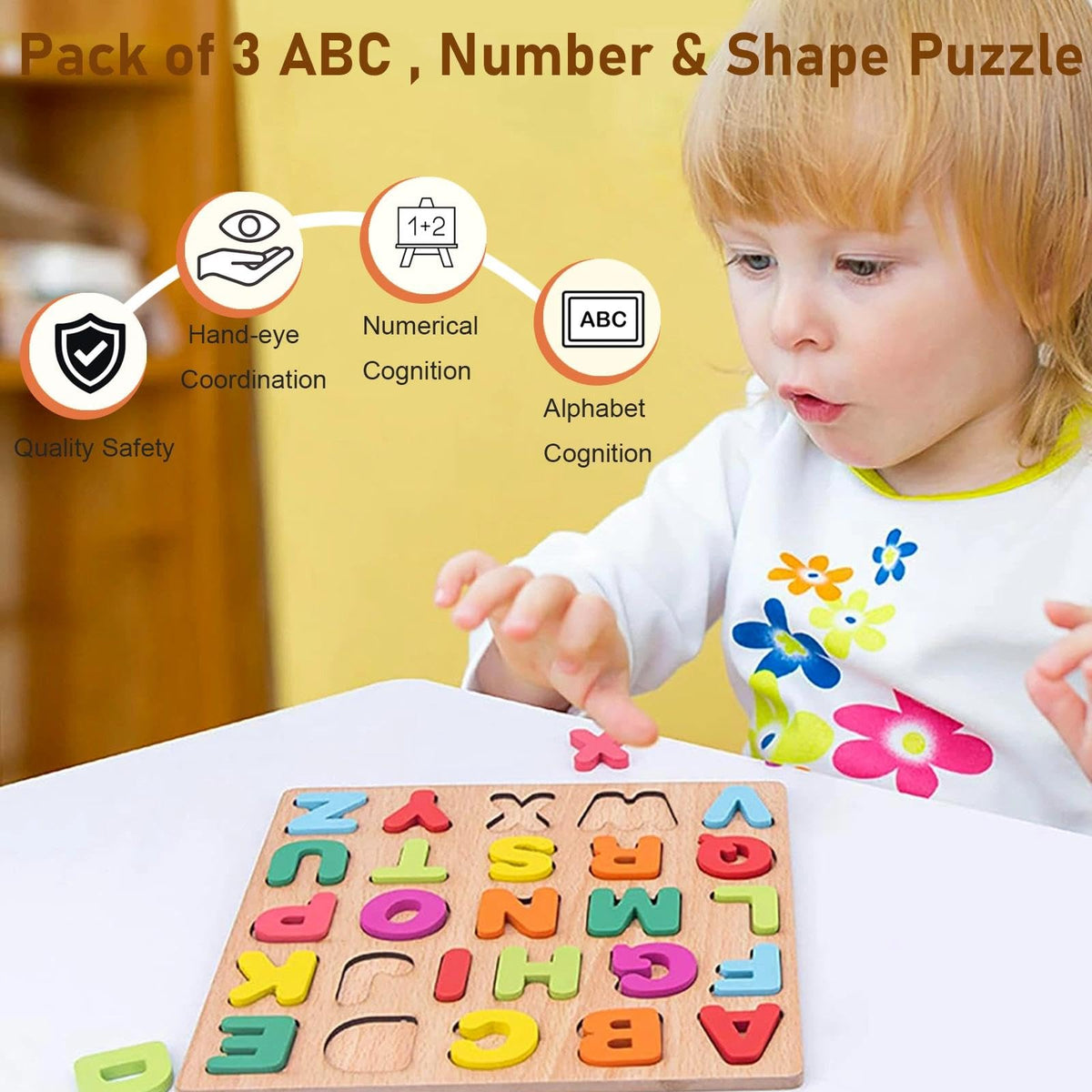 Wooden Puzzles for Toddlers 3-5, Boys & Girls, Montessori Toddler