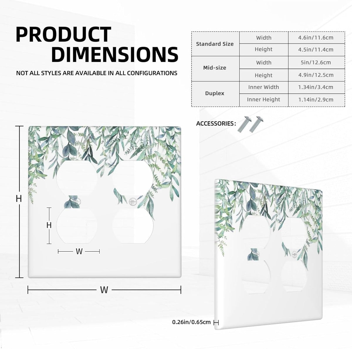 Eucalyptus Leaves Greenery Vine Flowers Simplicity Outlet Covers 2 Gang Double Duplex Decorative