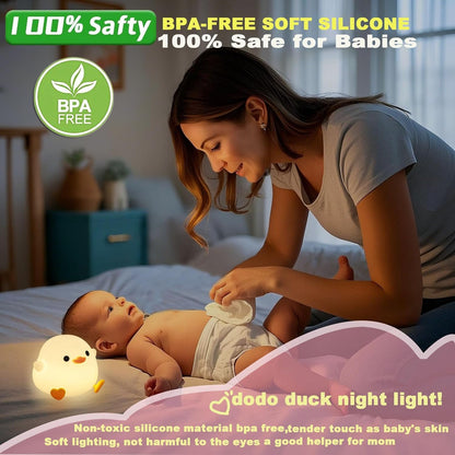 DREAMING MY DREAM Cute Duck Lamp,Do Do Duck Night Light,Silicone Squishy Nursery Bedside Lamp,USB