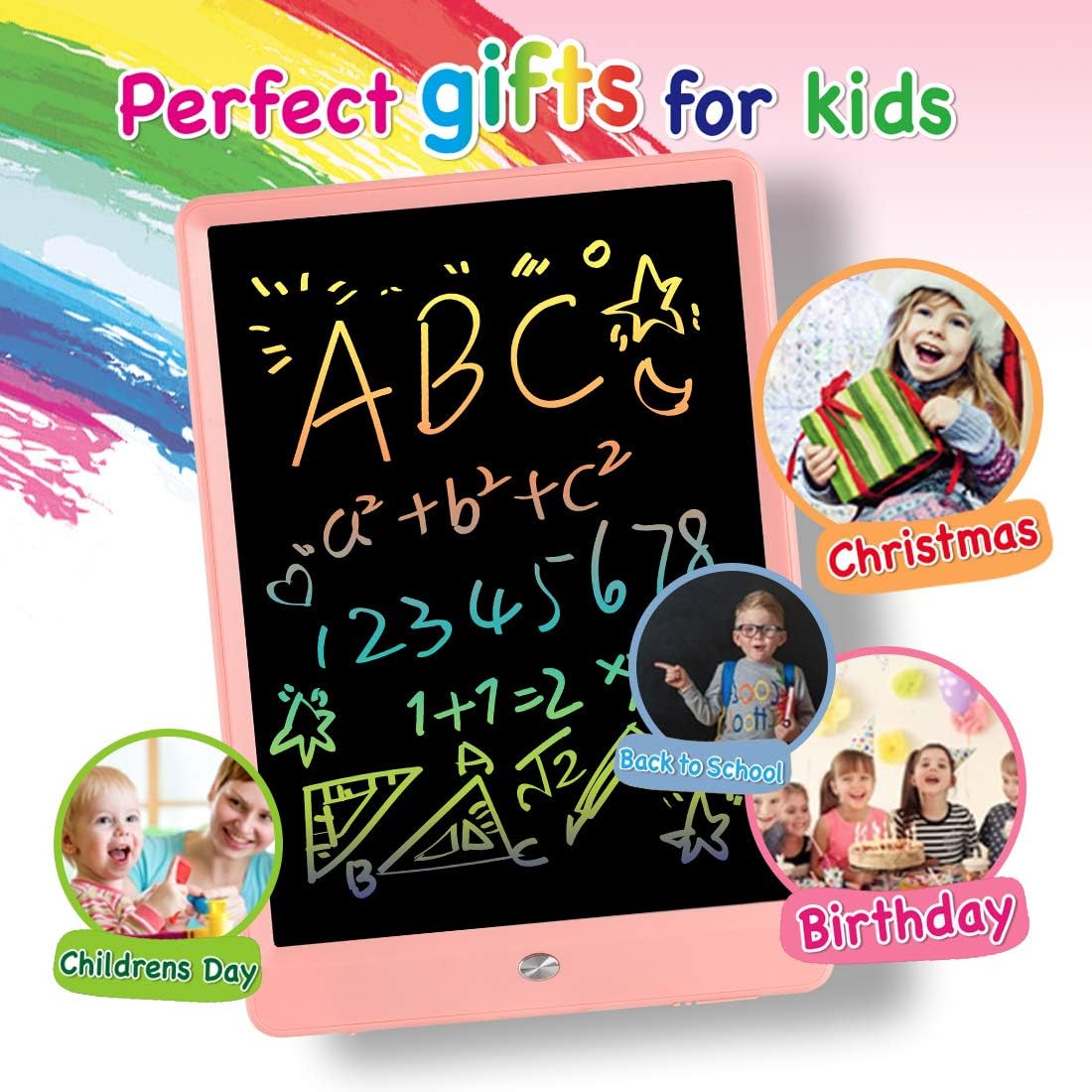 ORSEN LCD Writing Tablet 10 Inch, Colorful Doodle Board Drawing Pad for Kids, Educational Christmas