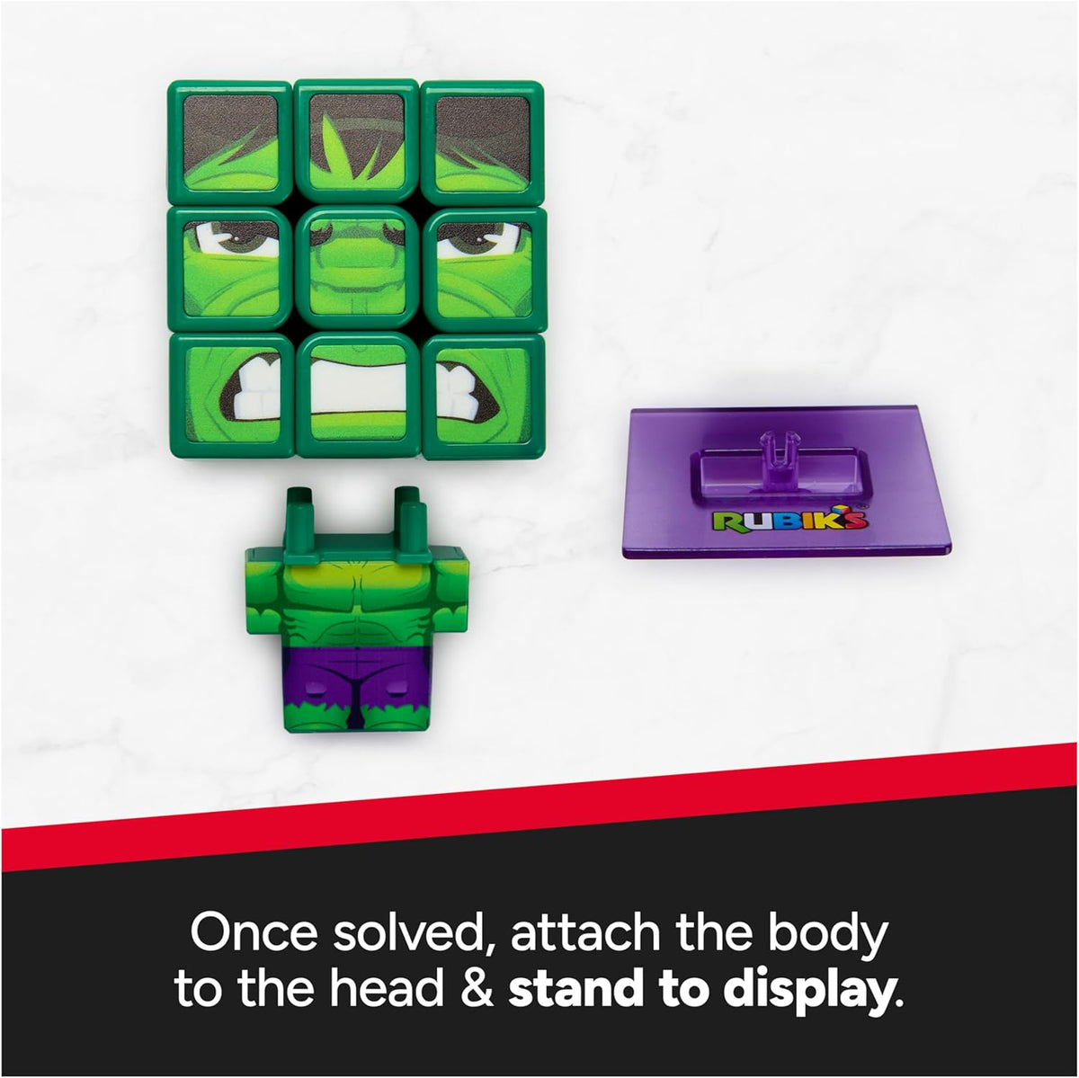 Rubik's Cube Hulk Cuber, Problem-Solving Challenging Brain Teaser Collectible Hulk Fidget Toy, for