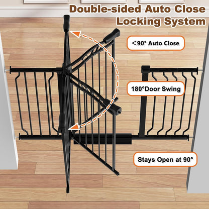 29.5-53.1" Extra Wide Baby Gate for Stairs No Drilling, 30" Tall Auto Close Press Mounted Baby Gate