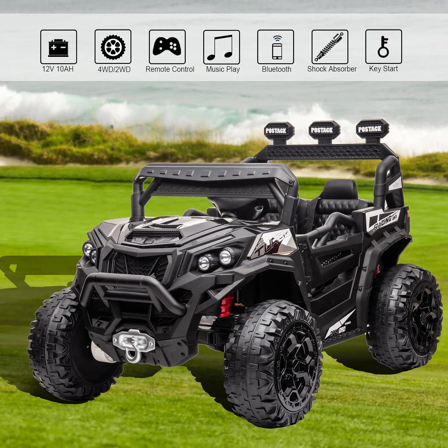 4x4 Kids Ride On Car with Remote Control, 24V Battery Powered Ride On Truck 4WD/2WD Switchable