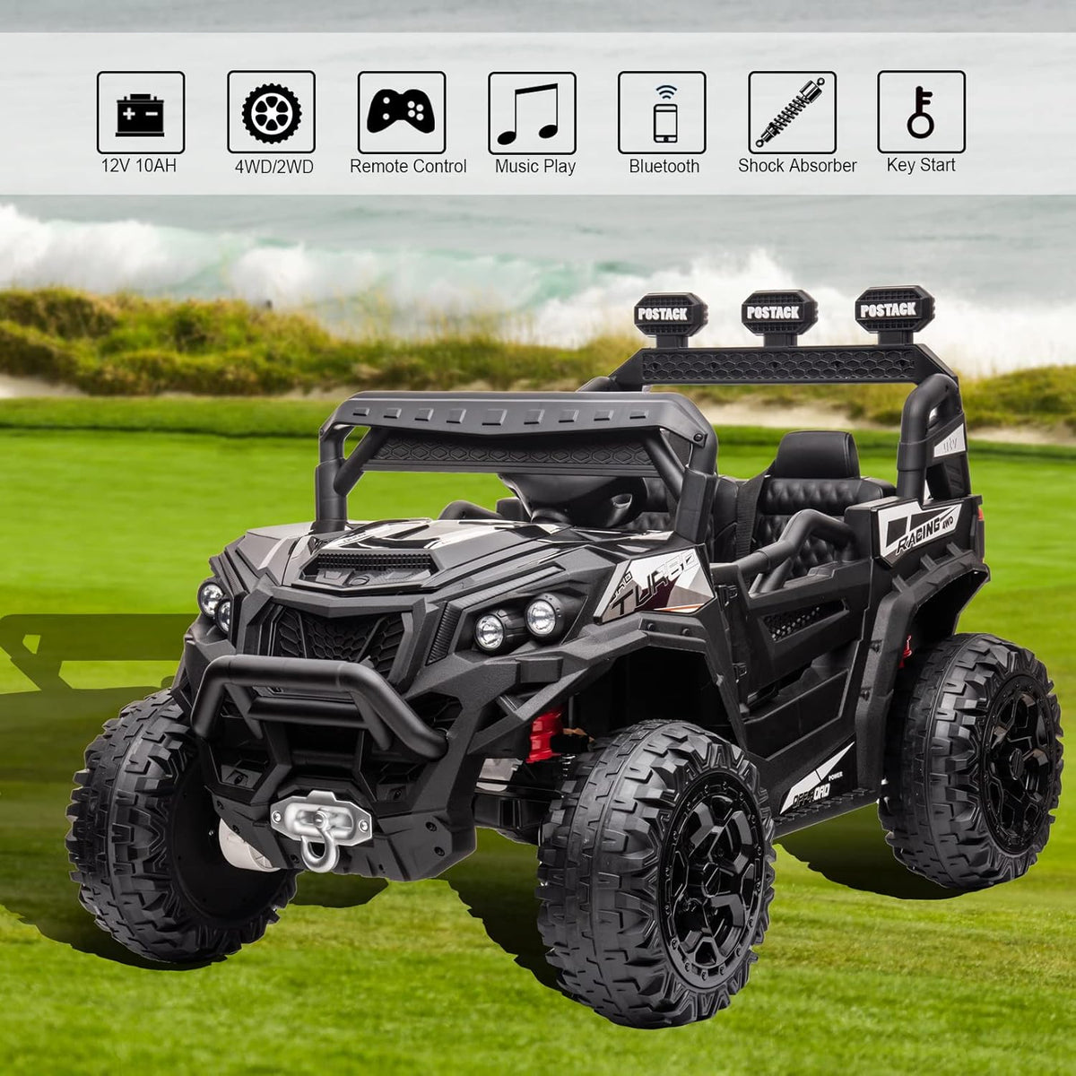 4x4 Kids Ride On Car with Remote Control, 24V Battery Powered Ride On Truck 4WD/2WD Switchable