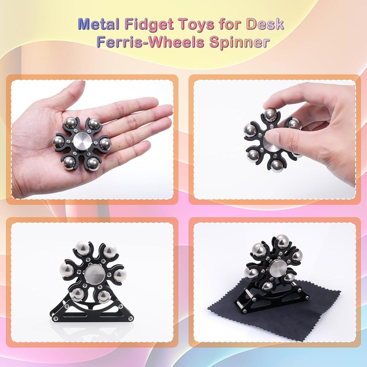 Desk-Fidget-Toys for Ferris-Wheels-Spinner: Metal Kinetic-Spinner 4mins, Cool-Gadgets for Kid