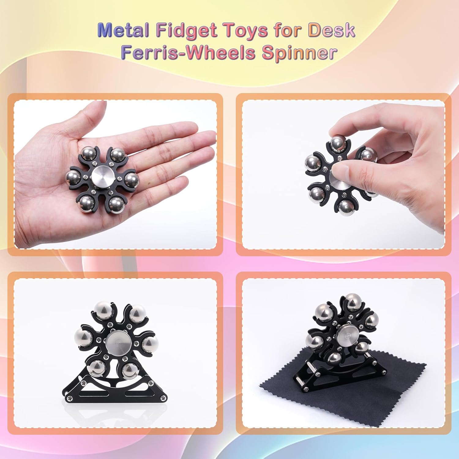 Desk-Fidget-Toys for Ferris-Wheels-Spinner: Metal Kinetic-Spinner 4mins, Cool-Gadgets for Kid