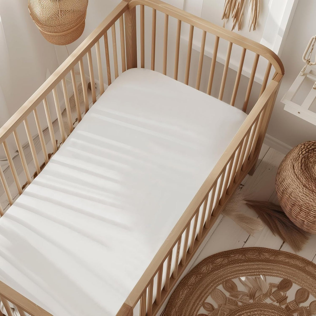 Organic All in One Crib Sheet and Mattress Protector - Waterproof Protectors - Reusable Washable