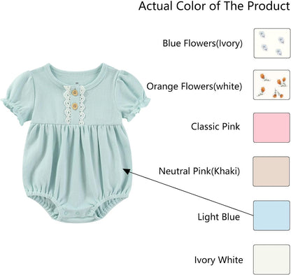 Baby Girl Clothes Cotton Bubble Romper Floral Bodysuits Infant Outfit Set