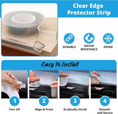Furniture Corner & Edge Safety Bumpers, 16ft Edge Protector & 4 Clear Corner Protector Baby